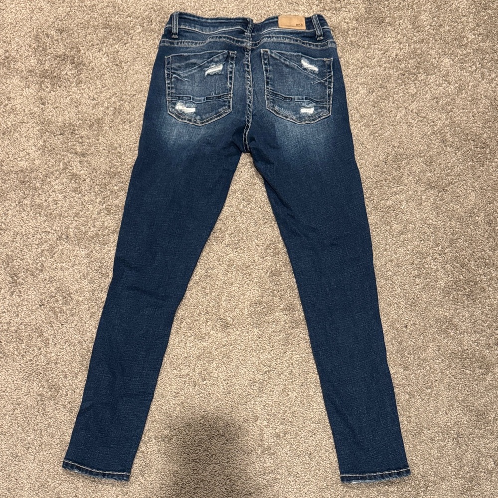 BKE Indigo Skinny Jeans with Distressed Pockets